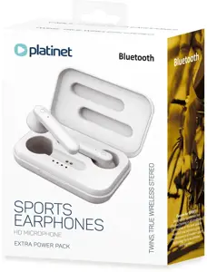 Platinet PM1040W Airpods Bluetooth 5.0 belaidės ausinės su mikrofonu (MMEF2ZM|A) balta