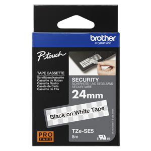 Brother TZE-SE5, juoda ant balto, TZ/TZe, juoda, terminis perkėlimas, Brother, PT-P700 PT-9700PC PT-9600 PT-9500PC PT-9400 PT-9200DX PT-7600VP PT-7500VP PT-3600 PT-2730VP...