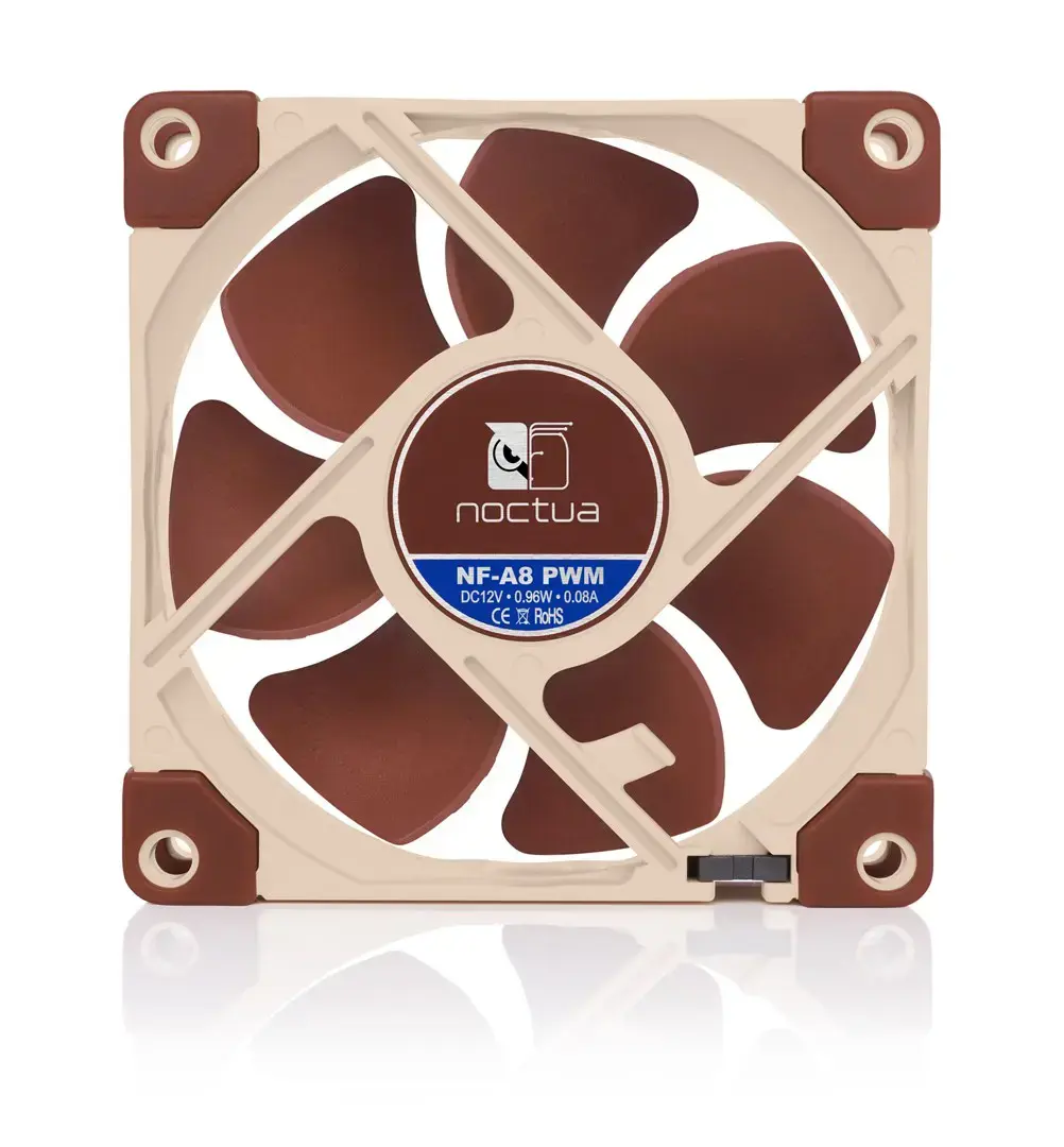 Noctua NF-A8 PWM kompiuterio aušinimo sistema Kompiuterio korpuso ventiliatorius 8 cm, smėlio spalvos, rudas