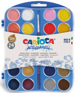 Akvarelė CARIOCA, 24 spalvų, 30mm skersmens