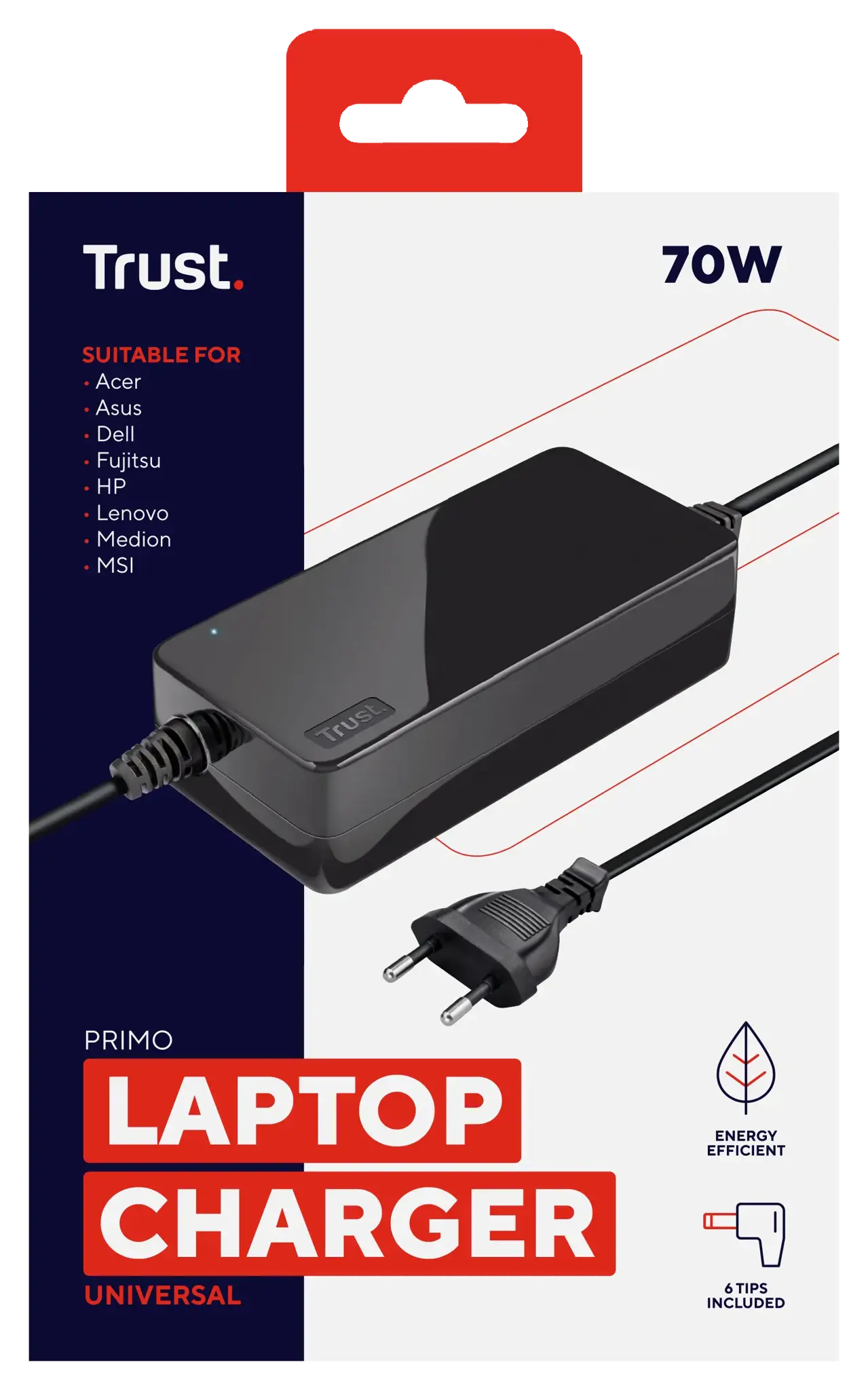 "Trust Primo", nešiojamasis kompiuteris, vidinis, 100-240 V, 50/60 Hz, 70 W, 19 V