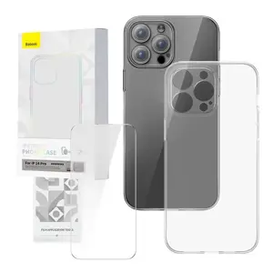 Permatomas dėklas ir grūdinto stiklo rinkinys "Baseus Corning", skirtas "iPhone 14 Pro