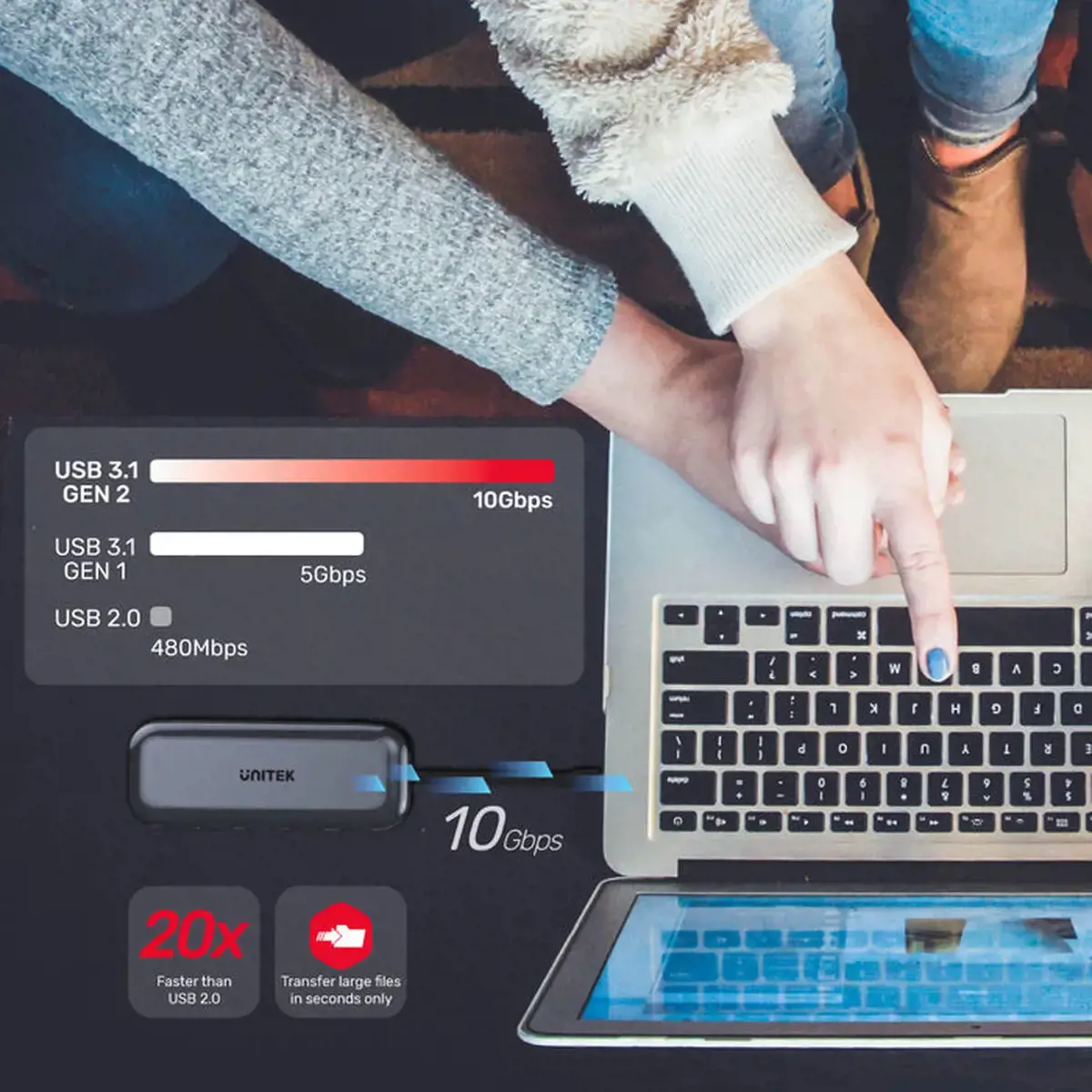 UNITEK saugykla HUB USB-C DISC M.2 HDMI 2.0 PD 100W D1046A