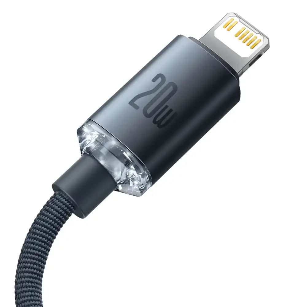 Baseus Crystal kabelis USB-C to Lightning 20W PD 2m juodas