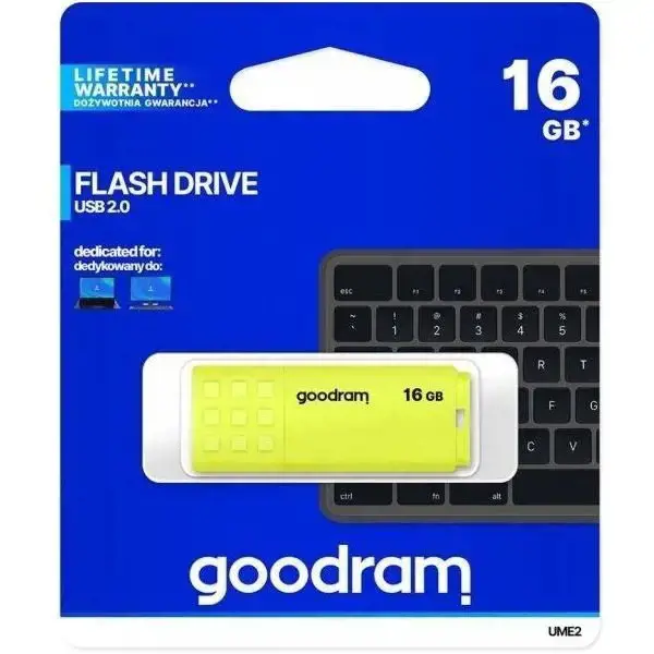 GOODRAM UME2-0160Y0R11 GOODRAM atmintinė USB UME2 16GB USB 2.0 geltonos spalvos