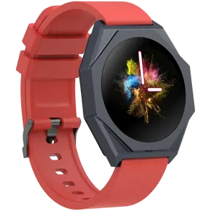 CANYON Otto SW-86, išmanusis laikrodis Realtek 8762DK LCD 1.3'' LTPS 360X360px, G+F 1+gesture 192KB ličio jonų polimero baterija 3.7v 280mAh, ginklo aliuminio lydinio korpuso vidurinis rėmas + plastikinis apatinis korpusas + šiltas raudonas silikoninis dirželis + ginklo dirželio sagtis. šeimininkas: 45,4 * 42,4 * 9,6 mm.