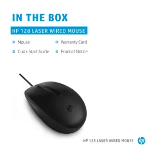 HP 128 lazerinė laidinė pelė, dvipusė, lazerinė, A tipo USB, 1200 DPI, juoda