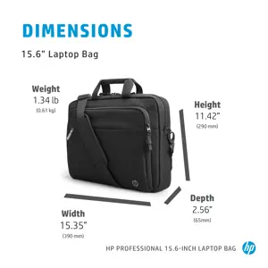 HP Professional 15,6 colių nešiojamojo kompiuterio krepšys, Messenger dėklas, 39,6 cm (15,6"), 610 g