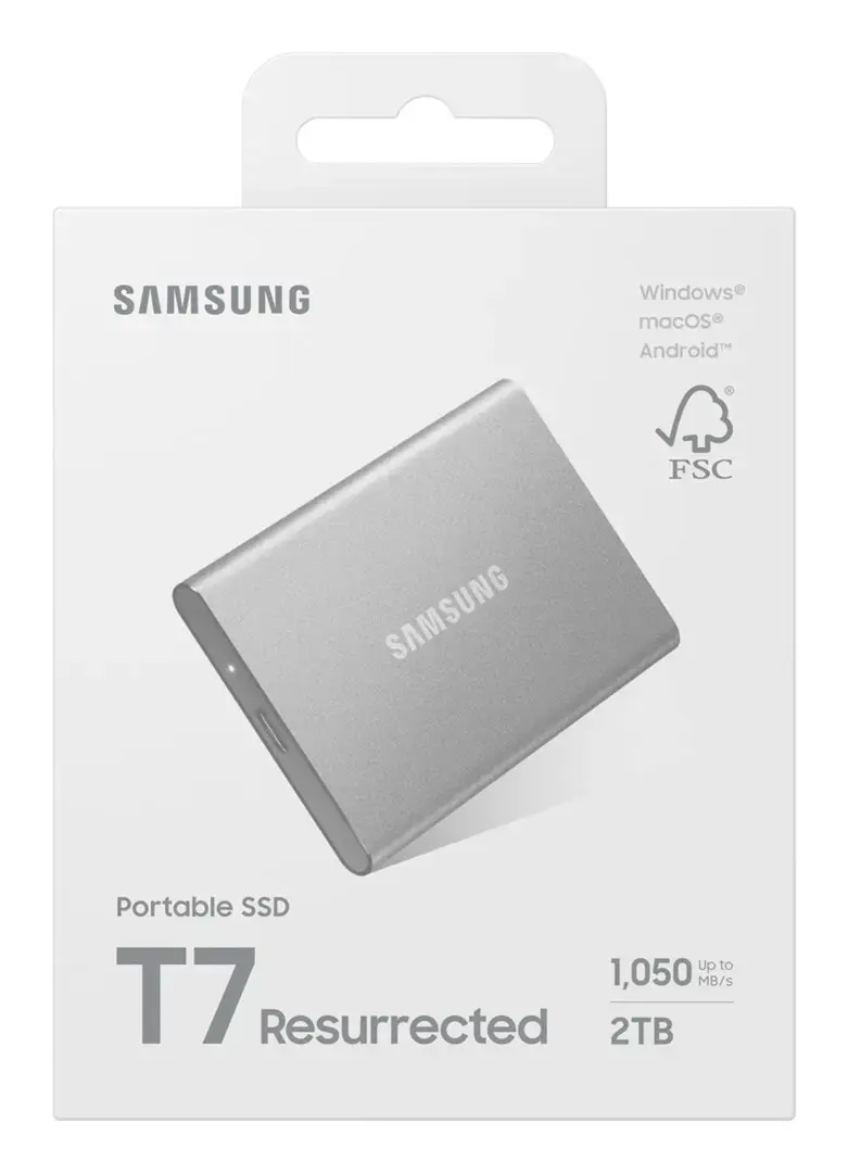 Samsung SSD | T7 Resurrected | 2000 GB | USB 3.2 Gen 2 (10 Gbps) | Silver