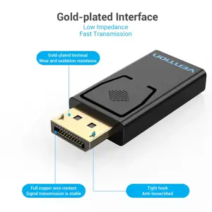 "Vention" DP vyriškos ir HDMI moteriškos lyties adapteris, juodas, DP, HDMI, juodas