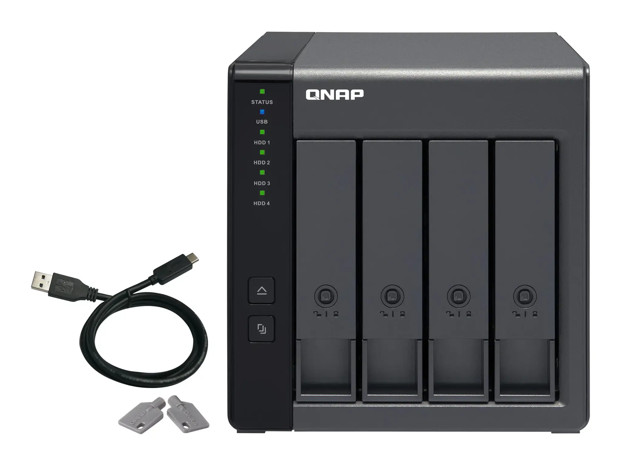 QNAP TR-004, HDD/SSD korpusas, 2,5/3,5", "Serial ATA II", 3 Gb/s, karšto keitimo, juodas