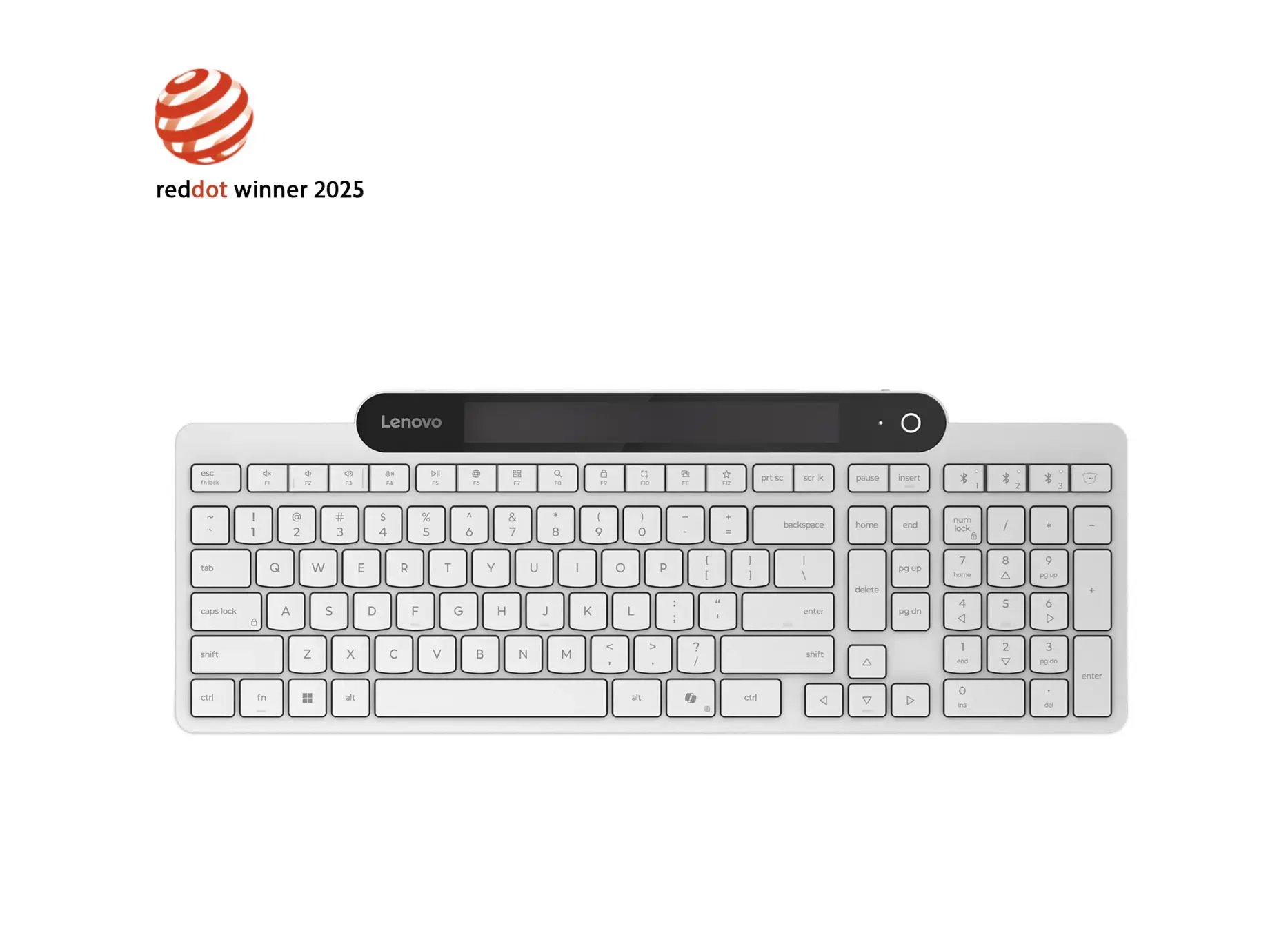Lenovo 800 Self-Charging Bluetooth Keyboard-US English | Keyboard | Bluetooth | US English | White