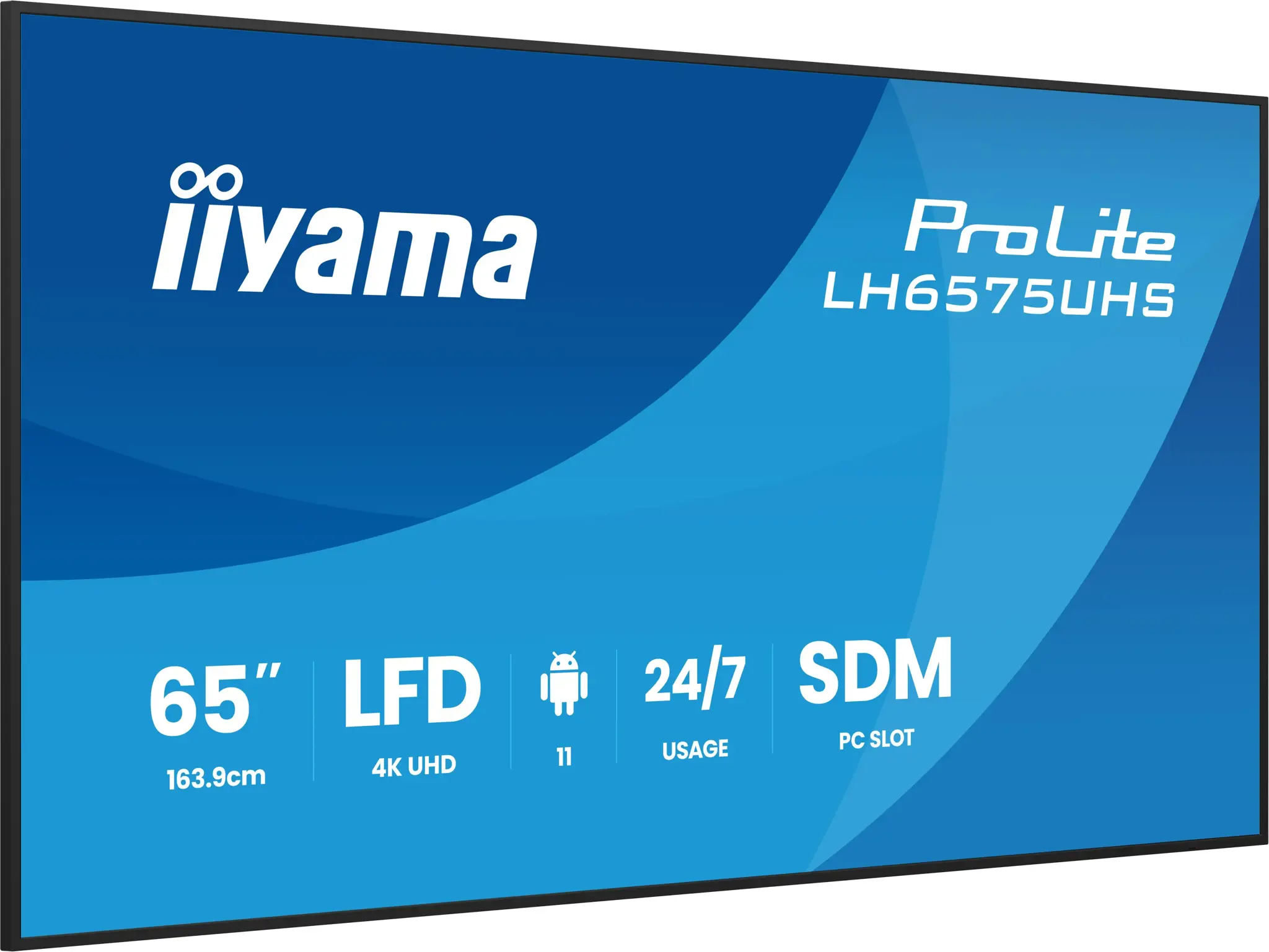 LH6575UHS-B2AG 65" 4K UHD Professional Digital Signage 24/7 display featuring Android OS, FailOver and Intel® SDM slot