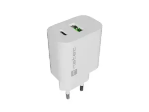 WALL CHARGER NATEC RIBERA 1X USB-A + 1X USB-C 20W WHITE