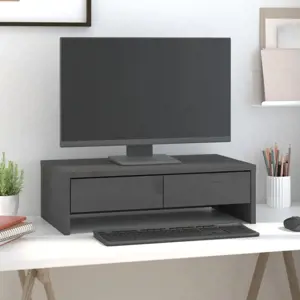 Monitoriaus stovas, pilkas, 50x27x15cm, pušies medienos masyvas