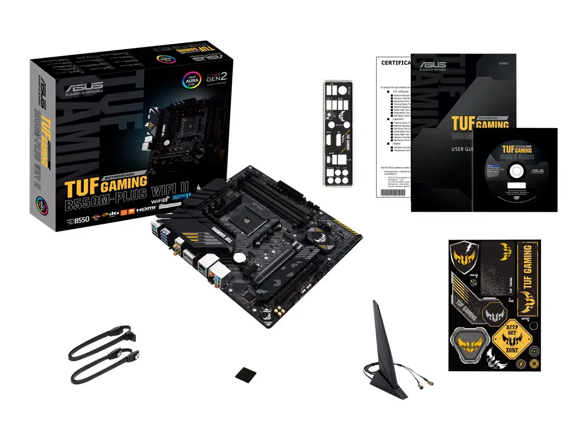 ASUS TUF GAMING B550M-PLUS WIFI II, AMD, "Socket AM4", "AMD Ryzen™ 3", "AMD Ryzen™ 5", "AMD Ryzen™ 7", 3 kartos "AMD Ryzen™ 9", 5 kartos "AMD Ryzen 9", "Socket AM4", DDR4-SDRAM, 128 GB