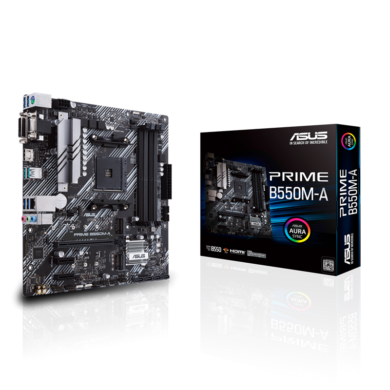 ASUS PRIME B550M-A, AMD, "Socket AM4", 3 kartos "AMD Ryzen™ 3", 3 kartos "AMD Ryzen 5", 3 kartos "AMD Ryzen™ 7", 3 kartos..., DDR4-SDRAM, 128 GB, DIMM