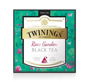 TWININGS juodoji arbata piramidės maišeliuose Rose Garden, 15 pak.
