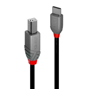 "Lindy" 1 m USB 2.0 Typ C-B kabelis, "Anthra Line", 1 m, USB C, USB B, USB 2.0, 480 Mbps, juodas
