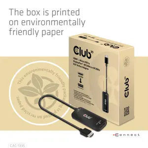 CLUB3D HDMI + Micro USB to DisplayPort™ 4K120Hz or 8K30Hz M/F Active Adapter, 1 m, HDMI + USB, DisplayPort, Male, Female