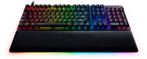 "Razer Huntsman V2" optinė žaidimų klaviatūra su RGB LED apšvietimu, QWERTY JAV tarptautinė, laidinė, juoda, "Clicky Purple" jungiklis, skaitmeninė klaviatūra