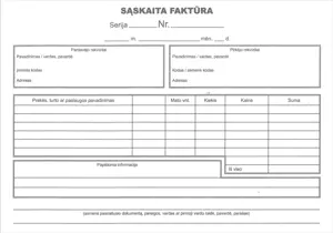 Blankai Sąskaitos-faktūros A5x2x50 be numeracijos, savikopijuojanti