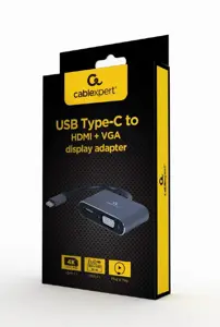 GEMBIRD A-USB3C-HDMIVGA-01 USB Type-C į HDMI + VGA ekrano adapteris erdviai pilkas