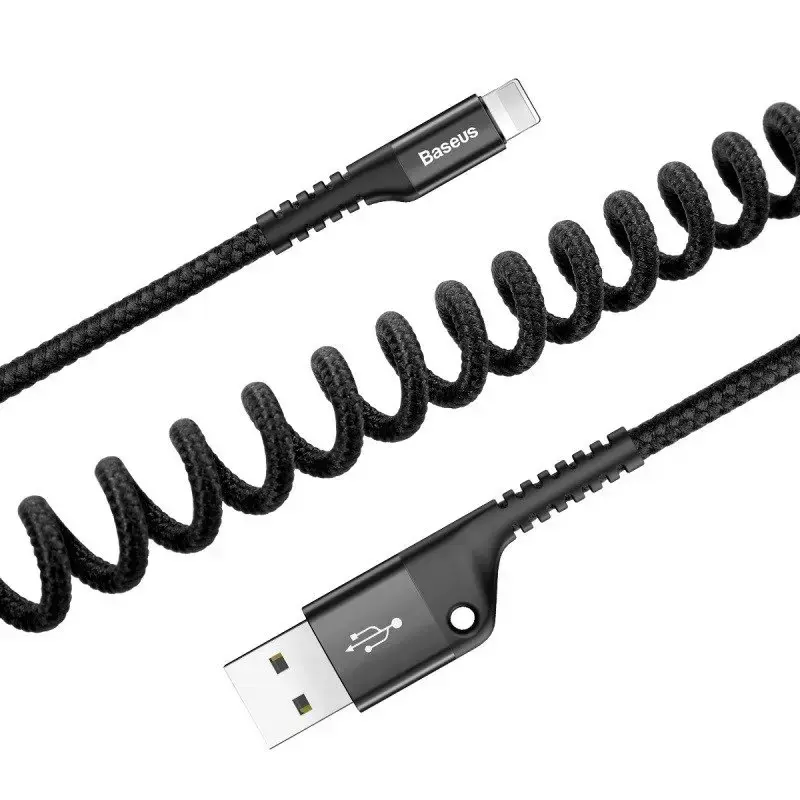 Kabelis Baseus spiralinis USB2.0 A kištukas - IP lightning kištukas 1 m. su nailoniniu šarvu Fish ey