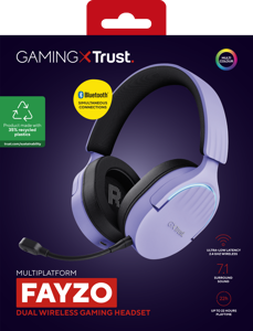 Trust GXT 491P FAYZO, Wired & Wireless, Gaming, 20 - 20000 Hz, 290 g, Headset, Black, Purple