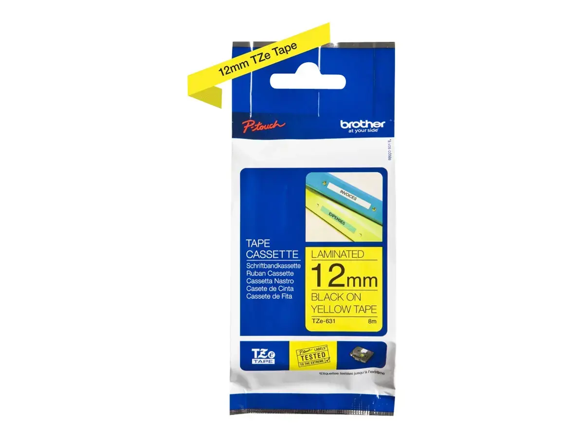 Brother TZE-631, Black on yellow, TZe, Philippines, 5 year(s), Brother, P-Touch PT-1005, 1010, 1080, 1090, 1280, 1290, 18, 2030, 2430, D200, H100, H105, H300, H75