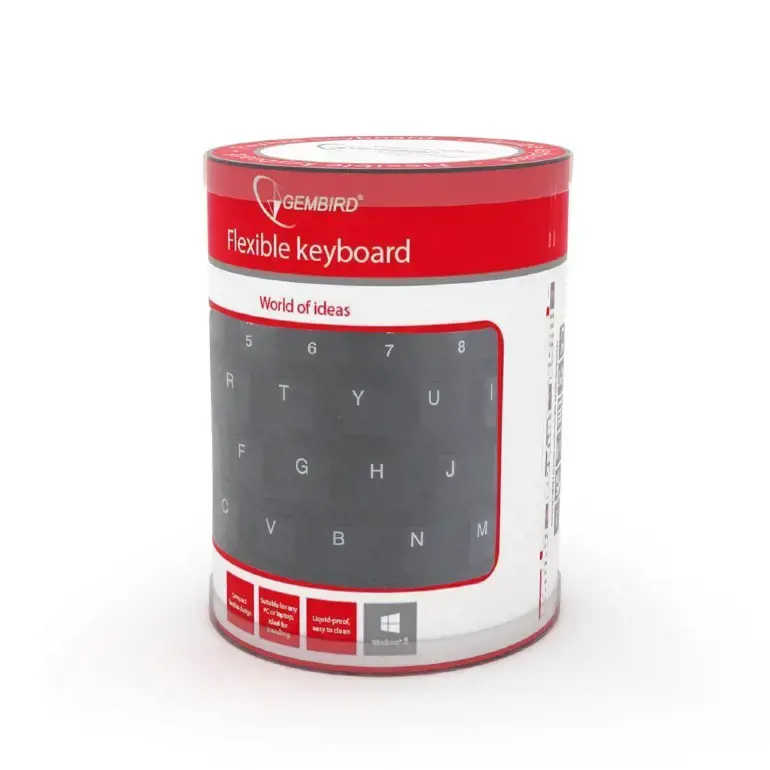 GEMBIRD KB-109F-B Gembird lanksti klaviatūra, USB + OTG, juodos spalvos, JAV išdėstymas