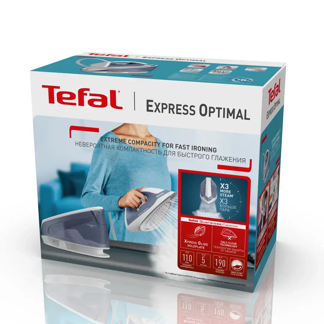 Tefal Express Optimal SV4110 2200 W 1.2 L Ceramic Express Glide Blue, White