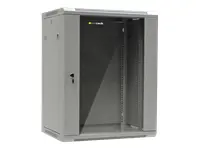 NETRACK 019-150-645-021 Netrack wall/hanging cabinet 19,15U/450 mm,glass door,grey,remov. side pan.