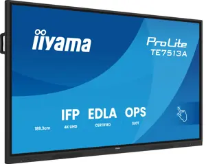 iiyama 75" Google EDLA Certified IFP - Interactive display for seamless integration and collaboration in education and enterprise, Interactive flat panel, 190.5 cm (75"), 3840 x 2160 pixels, Wi-Fi, 18/7