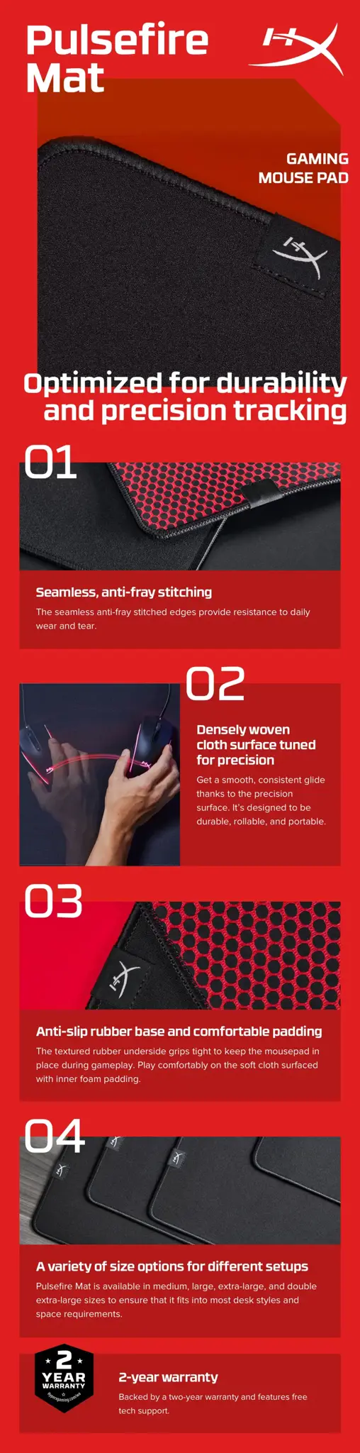 "HyperX Pulsefire" kilimėlis - medžiaginis (2XL), juodas, vienspalvis, medžiaginis, guminis, žaidimų pelės kilimėlis