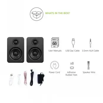 KANTO AUDIO 3" DRIVER - POWERED SPEAKERS WITH USB DAC AND 3.5MM AUX - MATTE BLACK (INCL. TYPE C & G POWER CORDS)
