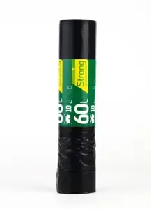 Maišas šiukšlėms SORTEX, juodas, užtraukiamas, 60 L x 10 vnt., 30MK