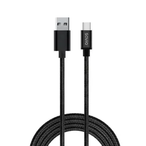 SAVIO CL-129 kabelis (C tipo USB - A tipo USB 2.0 ; 2 m; juodos spalvos)