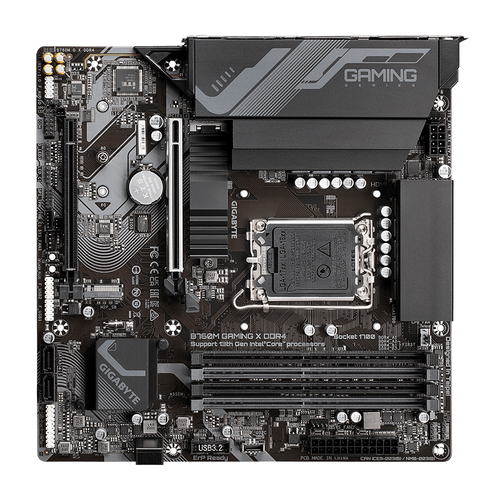Gigabyte B760M GAMING X DDR4, "Intel", LGA 1700, "Intel® Celeron®", "Intel® Core™ i3", "Intel® Core™ i5", "Intel® Core™ i7", "Intel® Core™ i9",..., LGA 1700, DDR4-SDRAM, 128 GB
