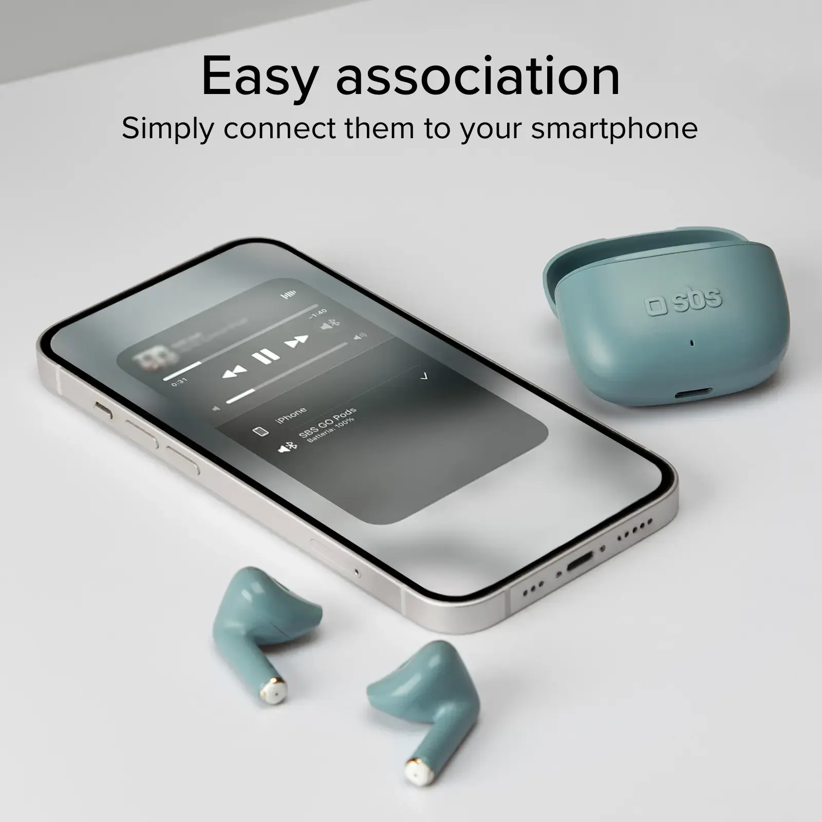 SBS wireless earbuds Go Pods TWS, petrol