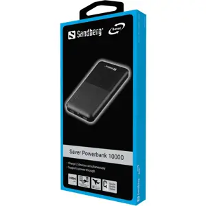 "Sandberg Saver Powerbank 10000", 10000 mAh, ličio polimeras (LiPo), juodas