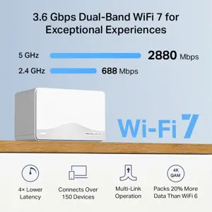 Mercusys BE3600 Whole Home Mesh Wi-Fi 7 System | Halo H25BE (2-pack) | 802.11ax | Ethernet LAN (RJ-45) ports 1 | Mesh Support Yes | MU-MiMO No | No mobile broadband