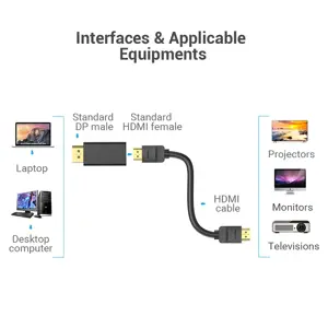 "Vention" DP vyriškos ir HDMI moteriškos lyties adapteris, juodas, DP, HDMI, juodas