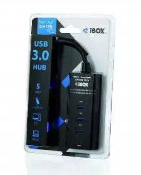 IBOX IUH3FB KONCENTRATORIUS I-BOX USB 3.0 JUODAS, 4 PRIEVADAI
