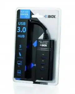 IBOX IUH3FB KONCENTRATORIUS I-BOX USB 3.0 JUODAS, 4 PRIEVADAI