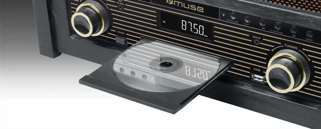 "Muse" grotuvo mikrosistema MT-115W USB jungtis, "Bluetooth", CD grotuvas, belaidis ryšys, AUX įvestis, FM radijas,