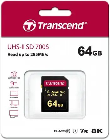 TRANSCEND 64GB SDXC Class3 UHS-II kortelė
