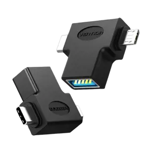 "Vention" OTG adapteris "Android", juodas, USB 3.0, "Micro USB", C tipo USB