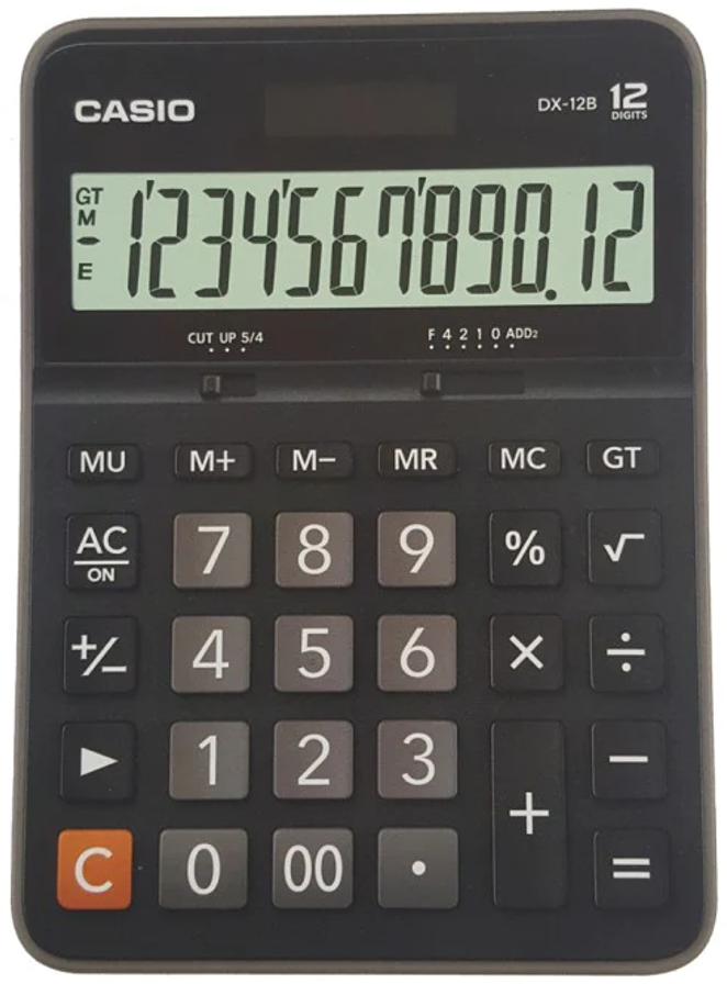 Stalinis skaičiuotuvas CASIO DX-12B, 129 x 175 x 33.2 mm
