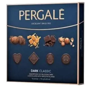 Saldainių rinkinys PERGALĖ Classic, su juoduoju šokoladu, 114g